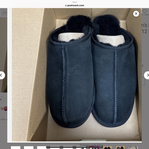 SALE Kirkland Signature Men’s Black Shearling Scuff Slipper NEW in Box - Picture 7 of 8